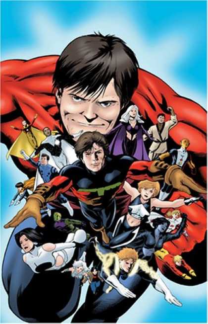 Bestselling Comics (2007) - Legion of Super-Heroes, Book 1: Teenage Revolution by Mark Waid - Heroes - Flight - Characters - Blue Background - Costumes