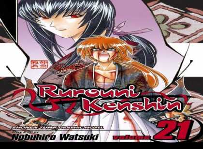 Bestselling Comics (2007) - Rurouni Kenshin, Volume 21 (Rurouni Kenshin) by Nobuhiro Watsuki - Rurouni Kenshin - Mobuhiro Watsuki - Kimono - Pony Tail - Flowers
