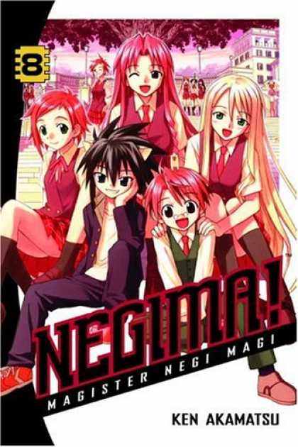 Bestselling Comics (2007) - Negima!: Magister Negi Magi, Volume 8 by Ken Akamatsu - 5 Girls - Smiling - Red Hair - Pink - Big Eyes