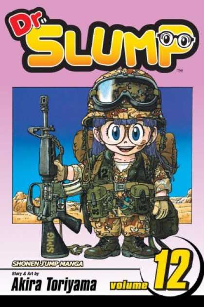Bestselling Comics (2007) - Dr. Slump, Volume 12 (Dr. Slump) by Akira Toriyama - Dr Slump - Soldier - Machine Gun - Military Uniform - Desert