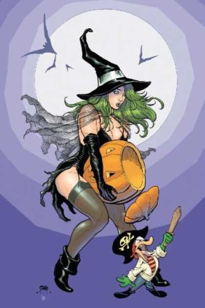 Bestselling Comics (2007) - Liberty Meadows: Cover Girl (Liberty Meadows) by Frank Cho - Witch - Green Hair - Bats - Moon - Pumpkin