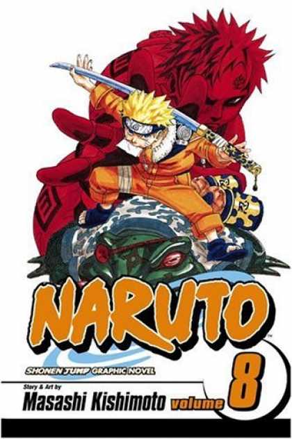 Bestselling Comics (2007) - Naruto, Vol. 8 - Orange - Yellow - Sword - Frog - Volume Number 8