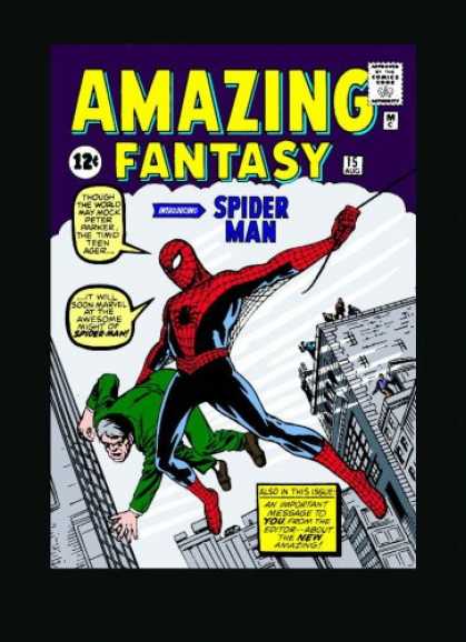 Bestselling Comics (2007) - Amazing Spider-Man Omnibus, Vol. 1 by Stan Lee - Web - Swinging - Building - Clouds - Purple Sky