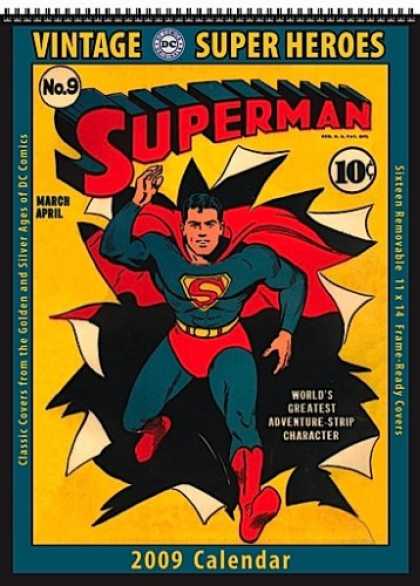 Bestselling Comics (2008) - DC Comics Super Heroes 2009 Vintage Calendar by Asgard Press - Super Heros - 2009 Calendar - Vintage - Superman - Red Cape