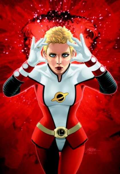 Bestselling Comics (2008) - Final Crisis: Legion of Three Worlds HC by Geoff Johns - Red - Nebula - Woman - Blonde - Stare