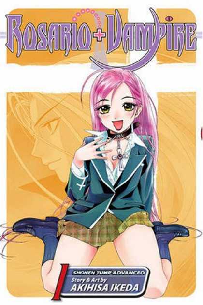 Bestselling Comics (2008) - Rosario+Vampire, Vol. 1 (v. 1) by Akihisa Ikeda - Anime - School Girl - Pink Hair - In Love With A Vampire - Cross