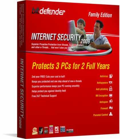 Bestselling Software (2008) - Bitdefender Internet Security 2009 2Yr/3Pc