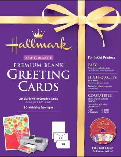Bestselling Software (2008) - Hallmark Blank Greeting Cards Half-fold Matte Premium 20 Count