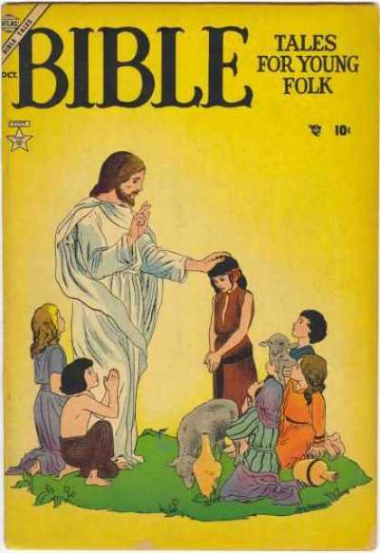 Bible Tales for Young Folk 2 - Jesus - Children - Jugs - Praying - Grass