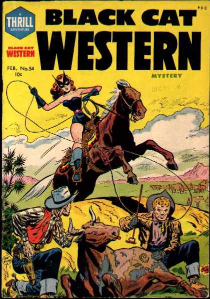 Black Cat 54 - Mystery - Horse - Men Branding Cow - Lasso - Female Hero