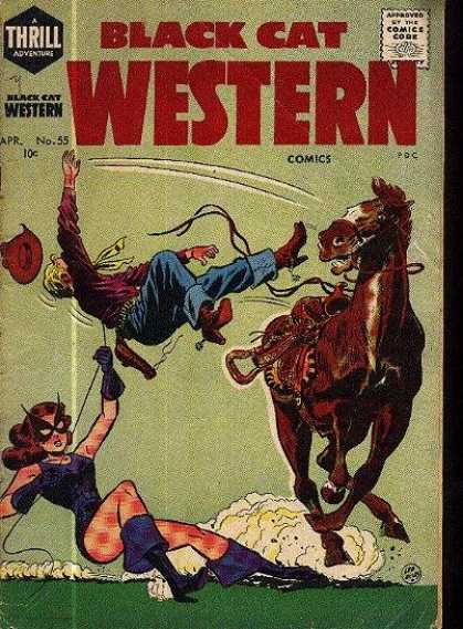 Black Cat 55 - Horse - Cowboy - Rope - Cat Woman - Falling Off A Horse