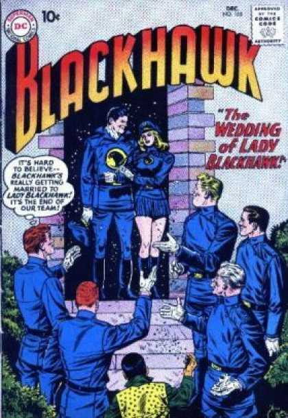 Blackhawk 155 - Blackhawk - Blue Skirt - Blue Suits - Brick Wall - Rice
