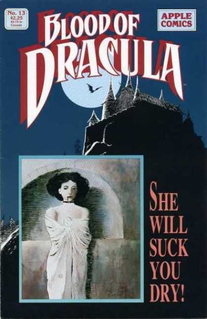 Blood of Dracula 13 - Apple Comics - Moon - Bat - Vampire - She Will Suck You Dry - Scott Hampton