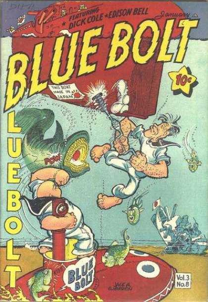 Blue Bolt 8 - Fish - Submarine - Big Open Mouth Fish - Red Boat - Propeller