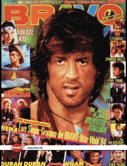Bravo - 02/85, 03.01.1985 - Sylvester Stallone (Rambo II, Film)