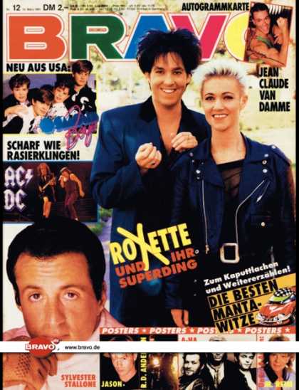 Bravo - 12/91, 14.03.1991 - Roxette - Osmond Boys - AC/DC - Sylvester Stallone -