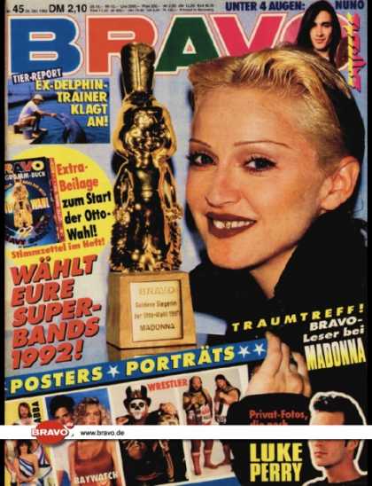 Bravo - 45/92, 29.10.1992 - Madonna - Nuno (Extreme) - Luke Perry (Beverly Hills 90210,