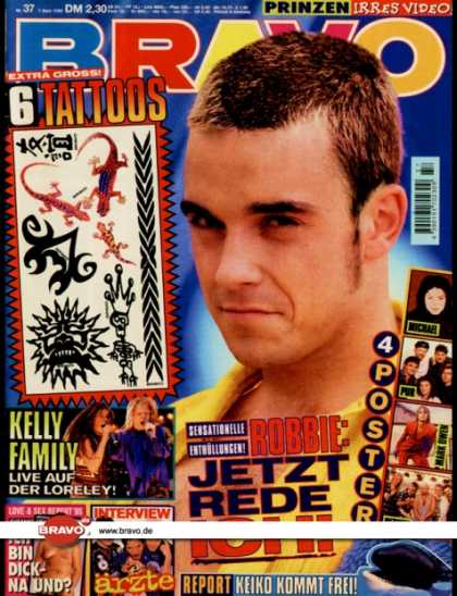 Bravo - 37/95, 07.09.1995 - Robbie Williams (Take That) - Kelly Family - Die ï¿½rzte -