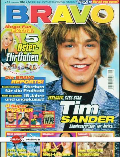 Bravo - 16/00, 12.04.2000 - Tim Sander (GZSZ, TV Serie) - Christina Aguilera - 3. Genera