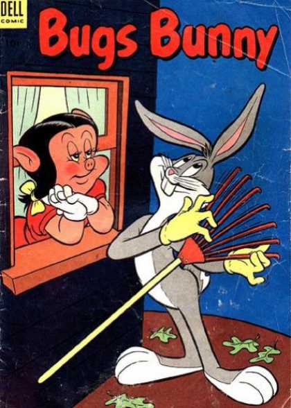 Bugs Bunny 35 - Rake - Window - Bugs Bunny - Petunia Pig - Dell Comic