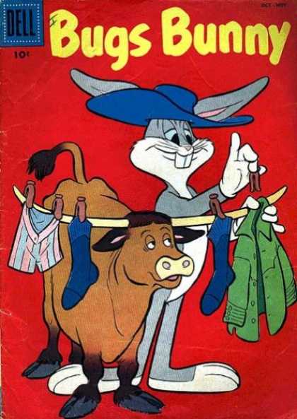 Bugs Bunny 51 - Cow - Blue Hat - Long Horn - Clothes Line - Blue Socks