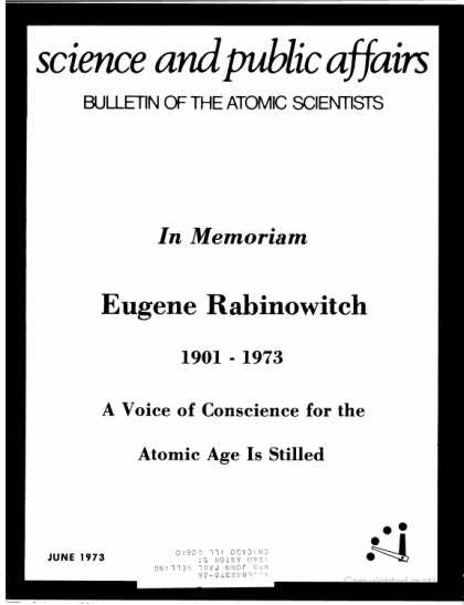 Bulletin of the Atomic Scientists - June 1973