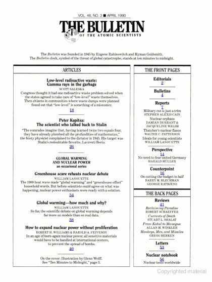 Bulletin of the Atomic Scientists - April 1990