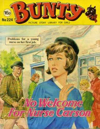 Bunty Picture Story Library 224 - Problems For A Young Nurse - On Her First Job - No Welcome For Nurse Carson - Window - Building