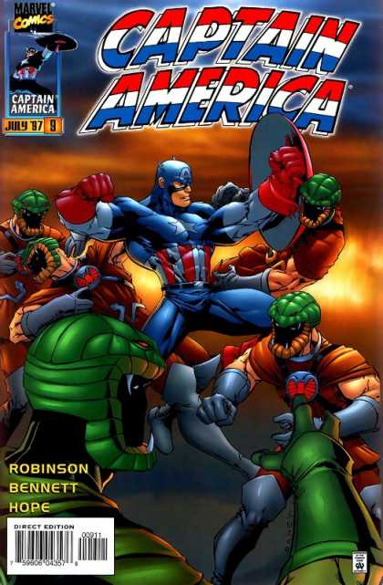 Captain America (1996) 9 - Blue - Shield - Costume - Green Head - Skulls - Tom Raney