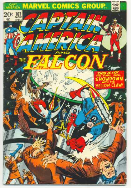 Captain America 167 - The Falcon - Marvel Comics - Showdown - Yellow Claw - Gun Fight - Sal Buscema