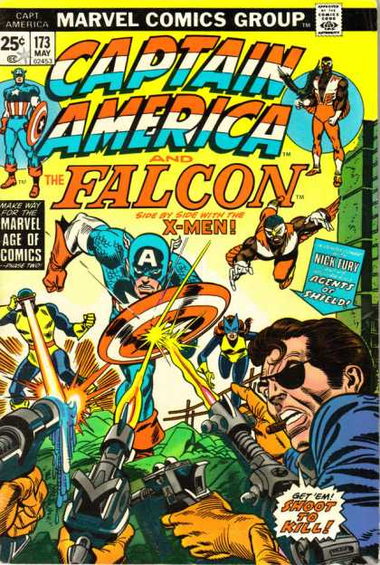 Captain America 173 - Falcon - X-men - Marvel Age Of Comics - Get Em Shoot To Kill - Guns