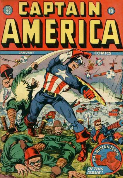 Captain America 22 - Human Torch - Normandy - World War Ii - Airplanes - Machine Gun - Steve Epting