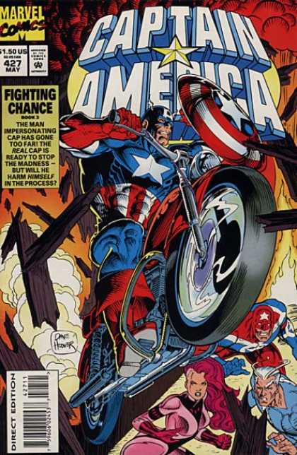 Captain America 427 - Captain America - Motorcyle - Fighting - Good - Hero