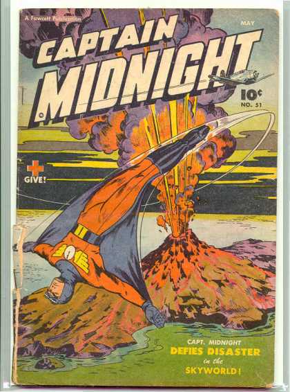 Volcano - Lava - Island - Wing Symbol - Red Cross Captain Midnight 51 - Volcano - Lava - Island - Wing Symbol - Red Cross