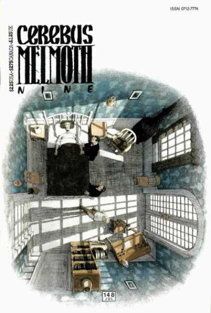 Cerebus 148 - Bed - Death Bed - 148-july - Blue Room - Lighted Room - Dave Sim