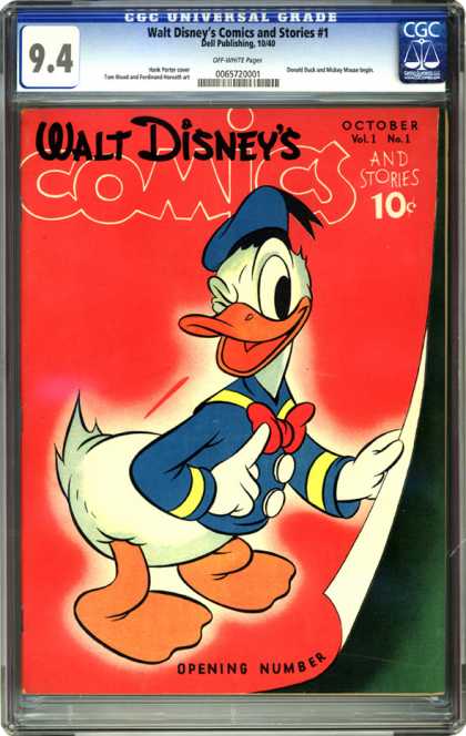 CGC Graded Comics - Walt Disney's Comics and Stories #1 (CGC) - Walt Disneys - Comics - Donald Duck - Opening Number - October