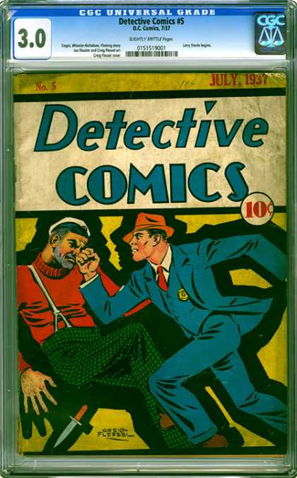 CGC Graded Comics - Detective Comics #5 (CGC) - Detective Comics - July 1937 - Man - Knife - Flessel