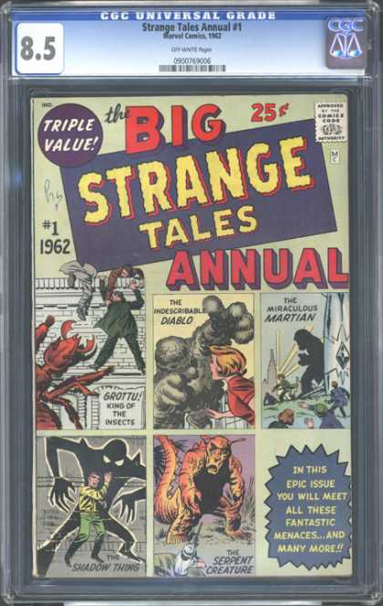 CGC Graded Comics - Strange Tales Annual #1 (CGC) - Grottu - Incredible Diablo - Miraculous Martian - Shadow Thing - Serpent Creature