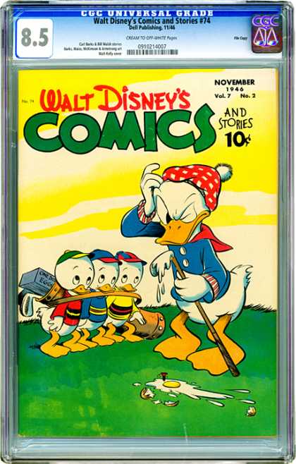 CGC Graded Comics - Walt Disney's Comics and Stories #74 (CGC) - Donald Duck - Huey Dewey And Louis - Cracked Egg - Golf Course - Caddy