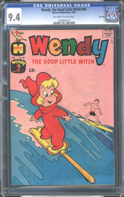 CGC Graded Comics - Wendy, the Good Little Witch #46 (CGC) - Broom - Surfer - Surfboard - Wave - Harvey Comics
