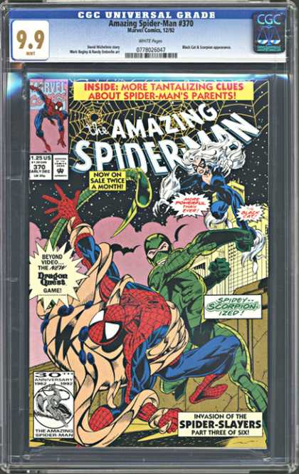 CGC Graded Comics - Amazing Spider-Man #370 (CGC) - Spiderweb - Spider - Invasion - Tantalizing Clues - Part Three Of Six