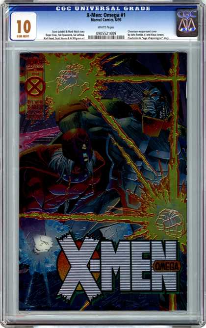 CGC Graded Comics - X-Men: Omega #1 (CGC) - Red X In Circle - Omega 1 - Transparent Fists - Green Plasma Rays - Red Helmet