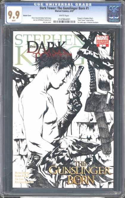 CGC Graded Comics - Dark Tower: The Gunslinger Born #1 (CGC) - Steven King - The Gunslinger Born - Gun - Bullets - Black And White