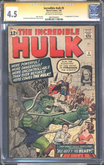 CGC Graded Comics - Incredible Hulk #5 (CGC) - Hulk Smash - Tyrannus - Beauty And The Beast - Castle - Bust