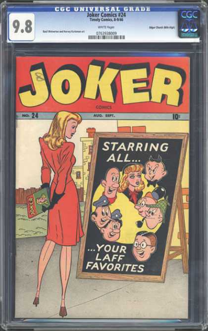 CGC Graded Comics - Joker Comics #24 (CGC) - Red Dress - Joker Comics 24 - Blonde Hair - Black Gloves - August September