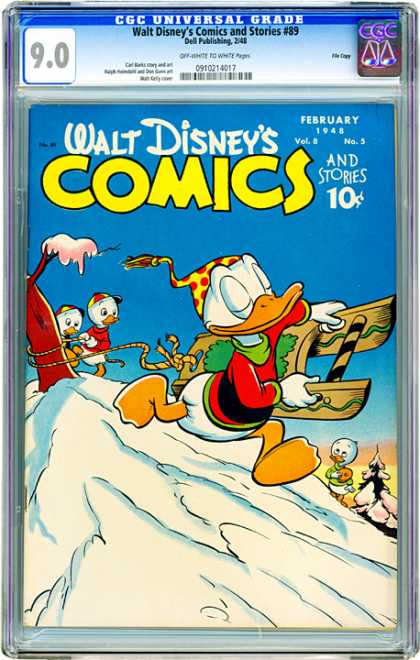 CGC Graded Comics - Walt Disney's Comics and Stories #89 (CGC) - Disney - Donald Duck - Winter - Sledding - Huey Duey And Lewis