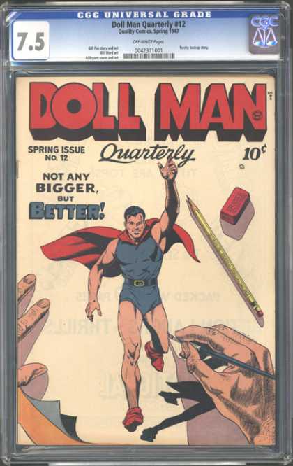 CGC Graded Comics - Doll Man Quarterly #12 (CGC) - Superhero - Pencil - Eraser - Drawing - Hands