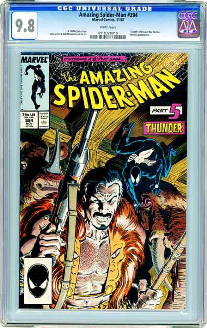 CGC Graded Comics - Amazing Spider-Man #294 (CGC) - 6-part Saga - Part 5 Thunder - Spider-man - Gun - Lion Jacket