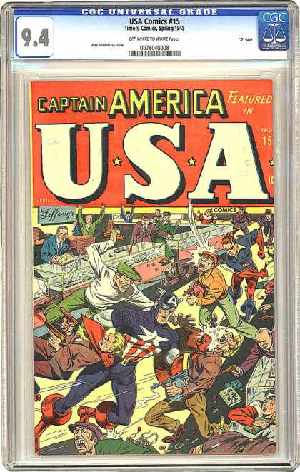 CGC Graded Comics - USA Comics #15 (CGC) - Tiffanys - Store - Riot - Machine Guns - No 15