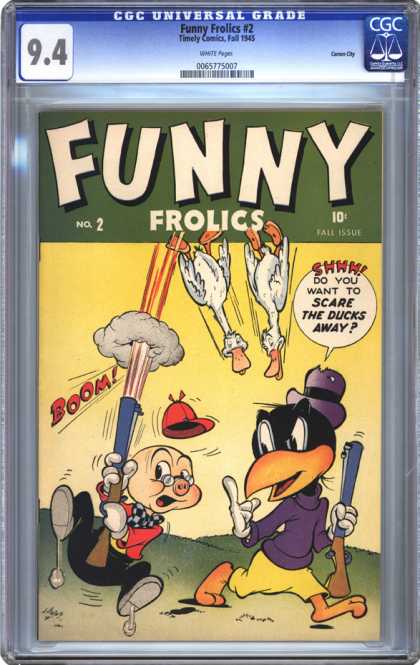 CGC Graded Comics - Funny Frolics #2 (CGC) - Comedy - Birds - Timely Comics - Golden Age - Guns